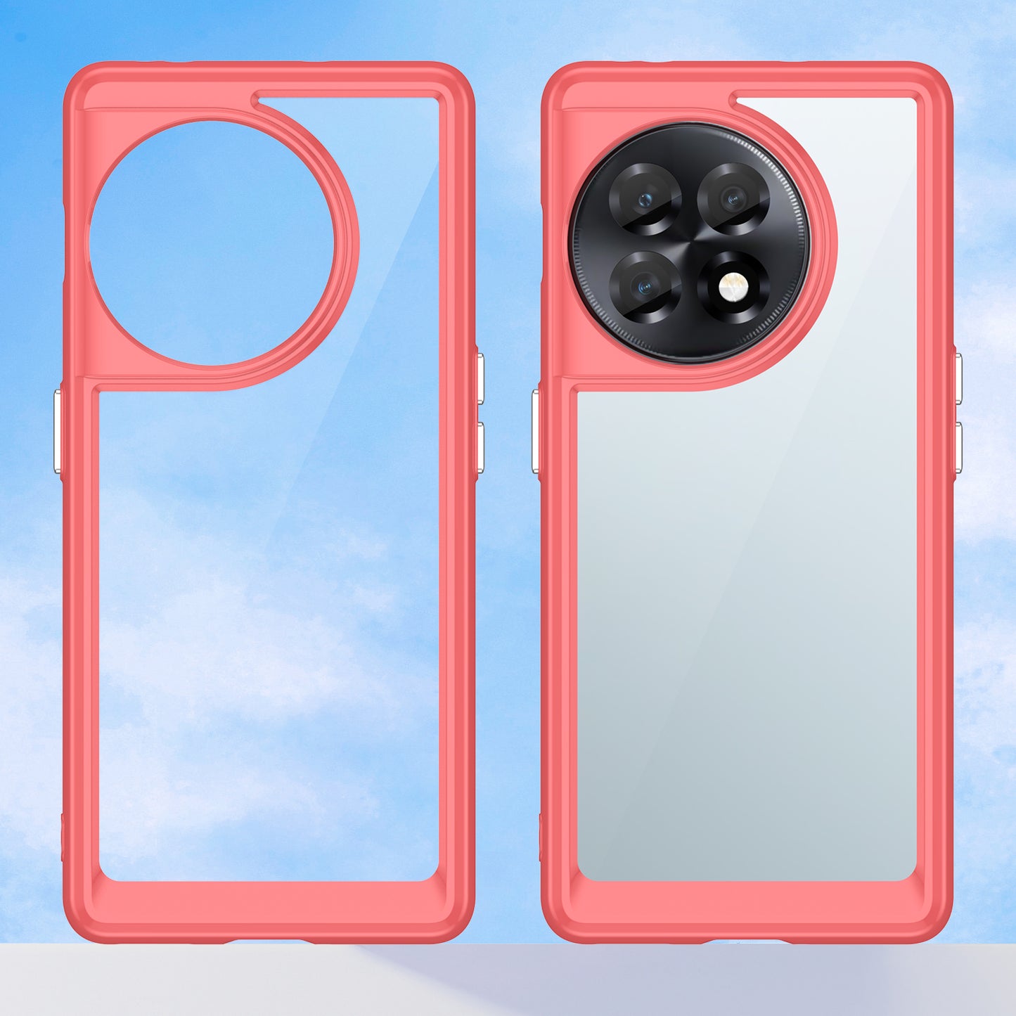 Clear Phone Shell for OnePlus Ace 2 5G / 11R 5G Drop-proof TPU+Acrylic Phone Case Protective Cover - Red