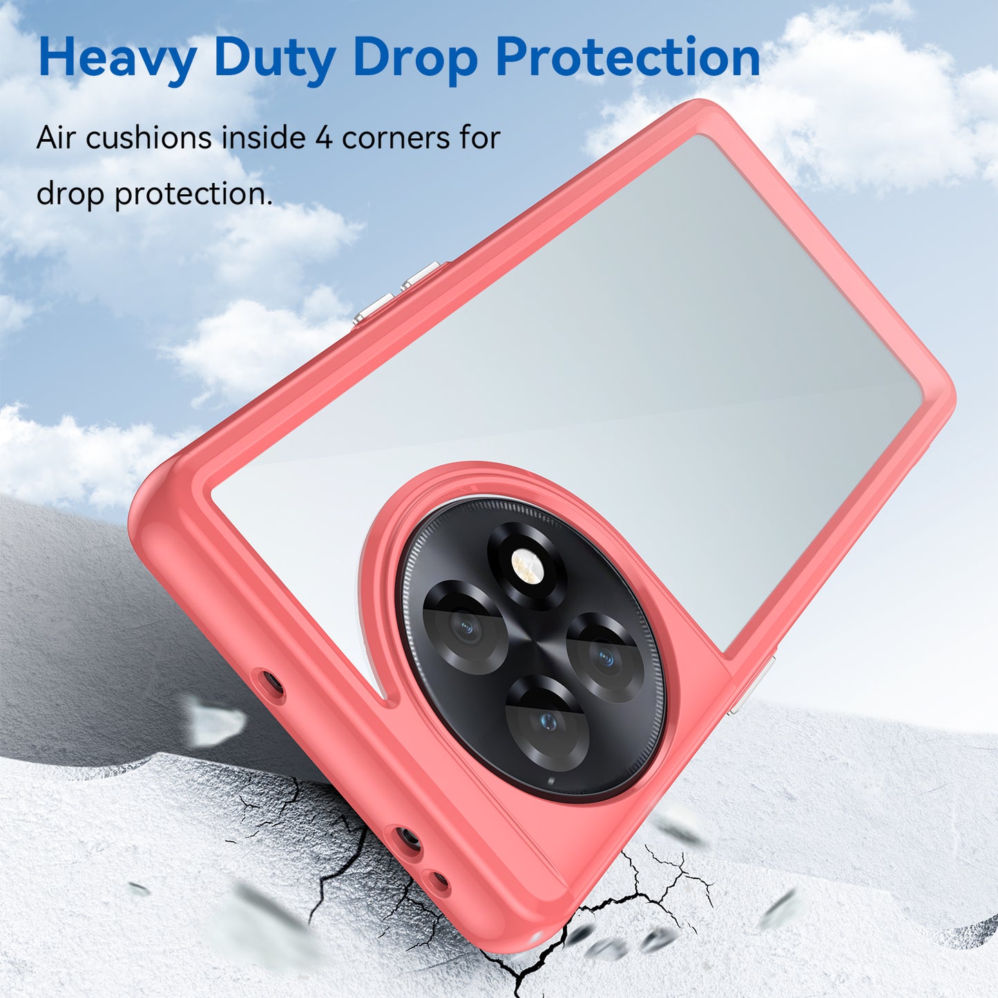 Clear Phone Shell for OnePlus Ace 2 5G / 11R 5G Drop-proof TPU+Acrylic Phone Case Protective Cover - Red