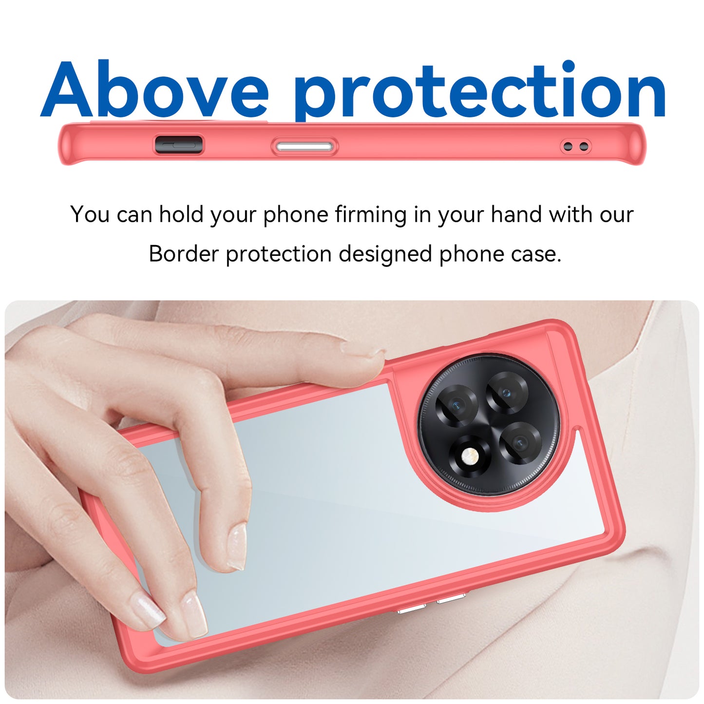 Clear Phone Shell for OnePlus Ace 2 5G / 11R 5G Drop-proof TPU+Acrylic Phone Case Protective Cover - Red