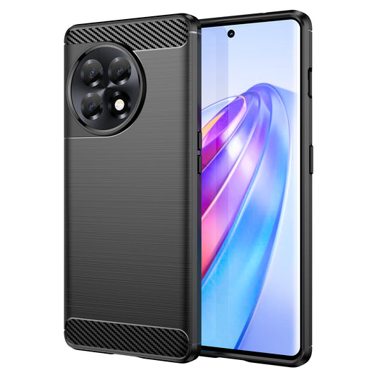 Phone TPU Case for OnePlus Ace 2 5G / 11R 5G , Brushed Carbon Fiber Texture Cell Phone Cover - Black