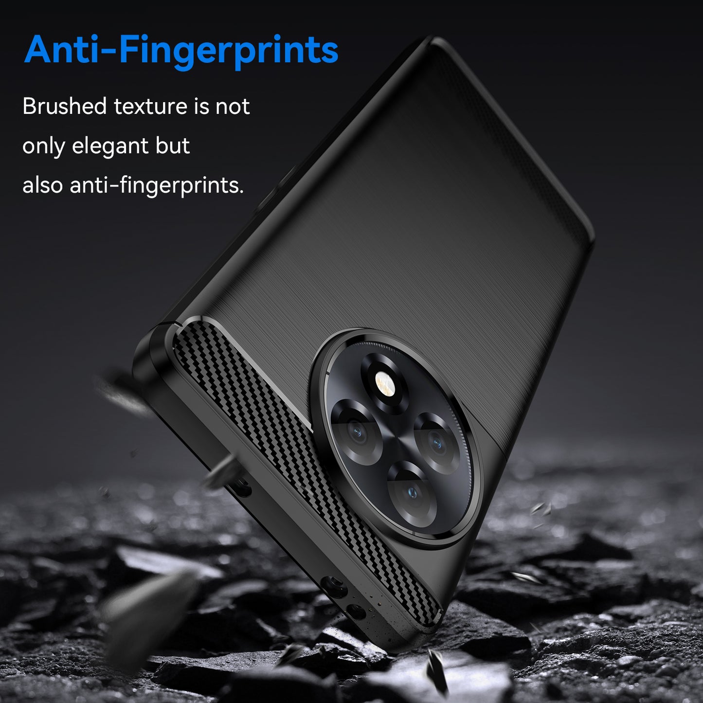 Phone TPU Case for OnePlus Ace 2 5G / 11R 5G , Brushed Carbon Fiber Texture Cell Phone Cover - Black