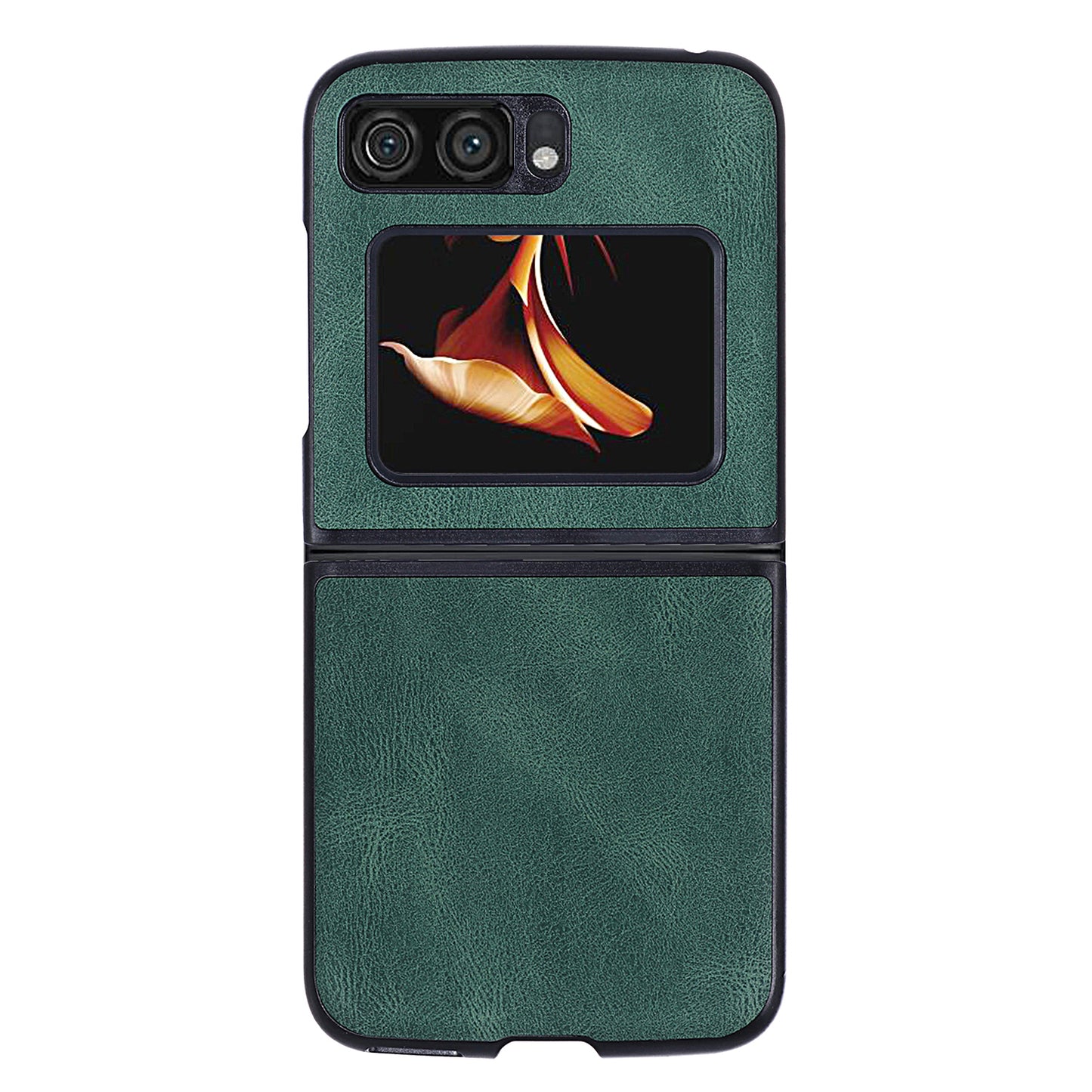 Uniqkart for Motorola Razr 2022 5G Folding Phone Case Leather Coated Hard PC Shockproof Cover - Green
