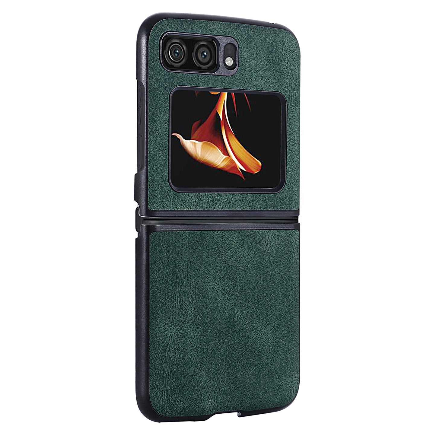 Uniqkart for Motorola Razr 2022 5G Folding Phone Case Leather Coated Hard PC Shockproof Cover - Green