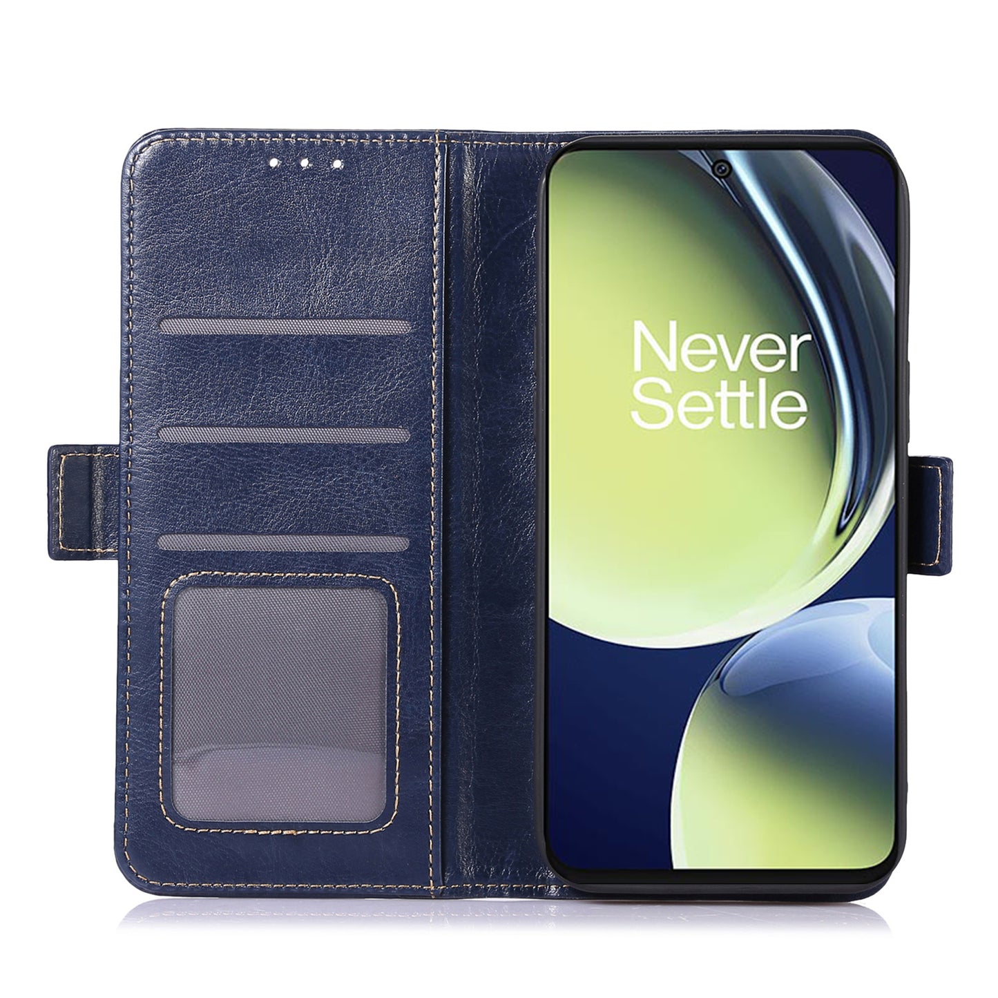 ABEEL For OnePlus 11 5G PU Leather Cell Phone Case Crazy Horse Texture Stand Wallet Flip Cover - Blue