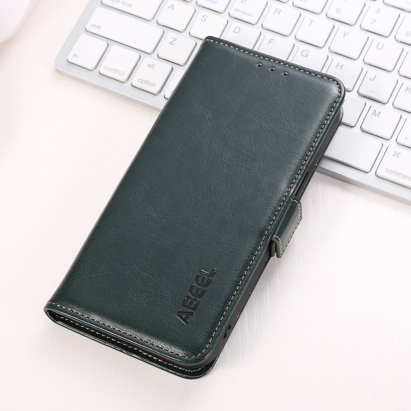 ABEEL For OnePlus 11 5G PU Leather Cell Phone Case Crazy Horse Texture Stand Wallet Flip Cover - Green