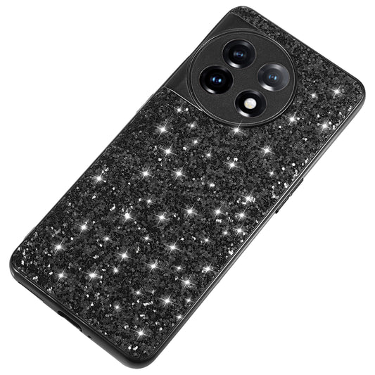 Protective Cover for OnePlus 11 5G Shiny Glitter Sequins Electroplating TPU Frame Hard PC Phone Case - Black