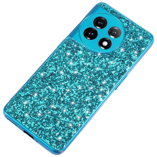 Protective Cover for OnePlus 11 5G Shiny Glitter Sequins Electroplating TPU Frame Hard PC Phone Case - Blue