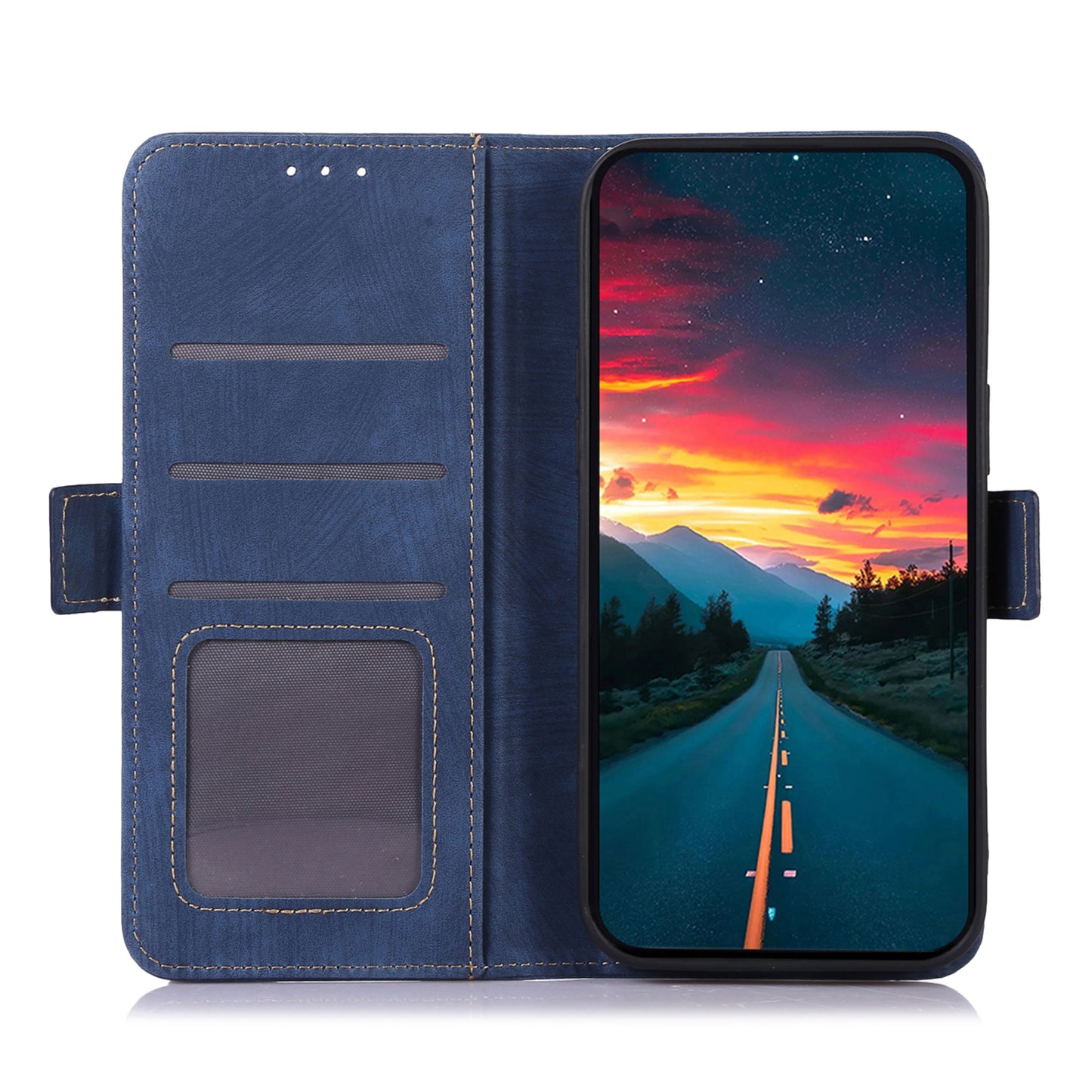 ABEEL For OnePlus 11 5G Anti-scratch PU Leather Case Stand Retro Phone Wallet Cover - Blue