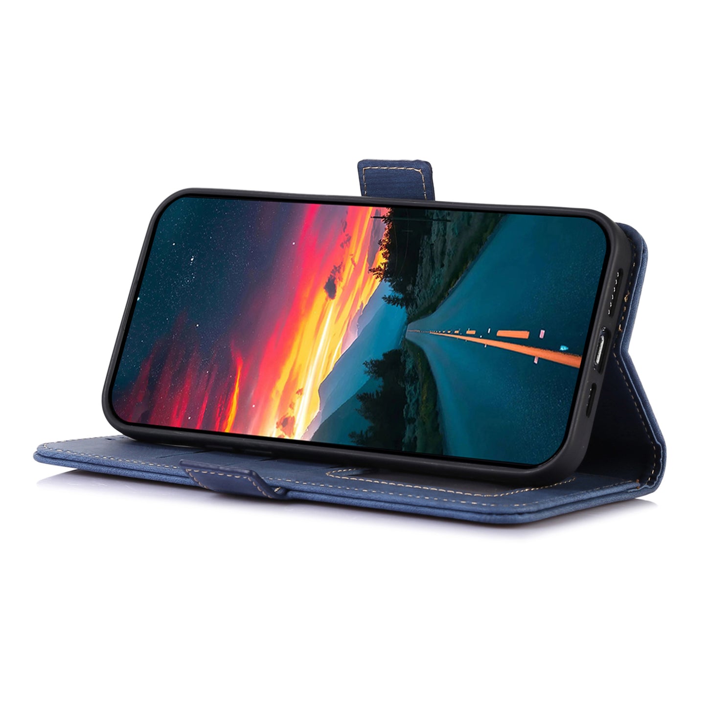 ABEEL For OnePlus 11 5G Anti-scratch PU Leather Case Stand Retro Phone Wallet Cover - Blue