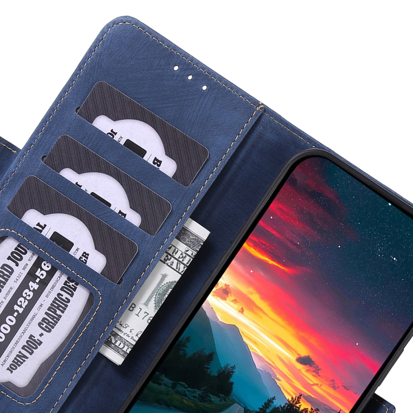 ABEEL For OnePlus 11 5G Anti-scratch PU Leather Case Stand Retro Phone Wallet Cover - Blue