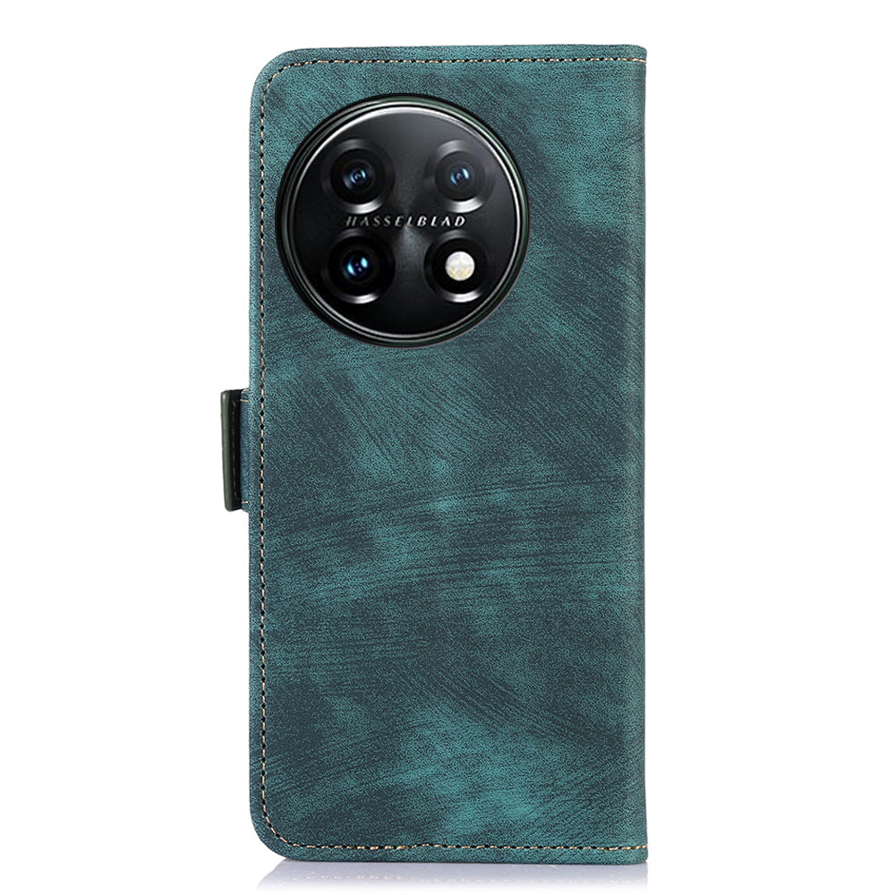 ABEEL For OnePlus 11 5G Anti-scratch PU Leather Case Stand Retro Phone Wallet Cover - Green