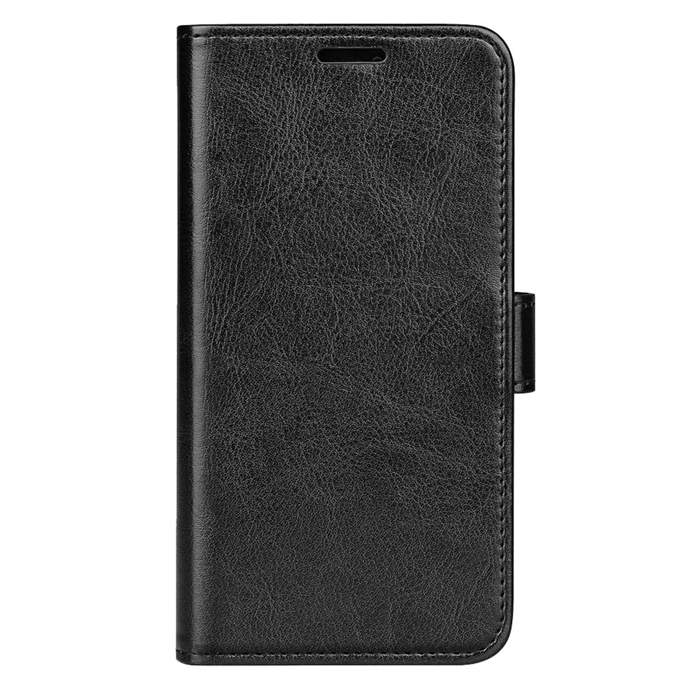 TPU+PU Leather Stand Phone Case for iPhone 15 Pro Max , Wallet Crazy Horse Texture Flip Cover Shell - Black