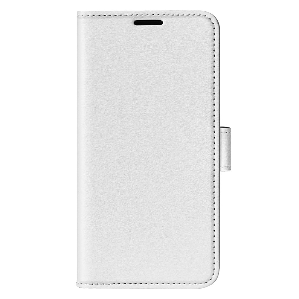 TPU+PU Leather Stand Phone Case for iPhone 15 Pro Max , Wallet Crazy Horse Texture Flip Cover Shell - White