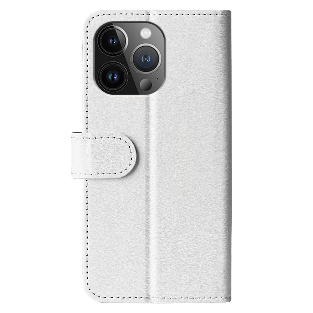 TPU+PU Leather Stand Phone Case for iPhone 15 Pro Max , Wallet Crazy Horse Texture Flip Cover Shell - White