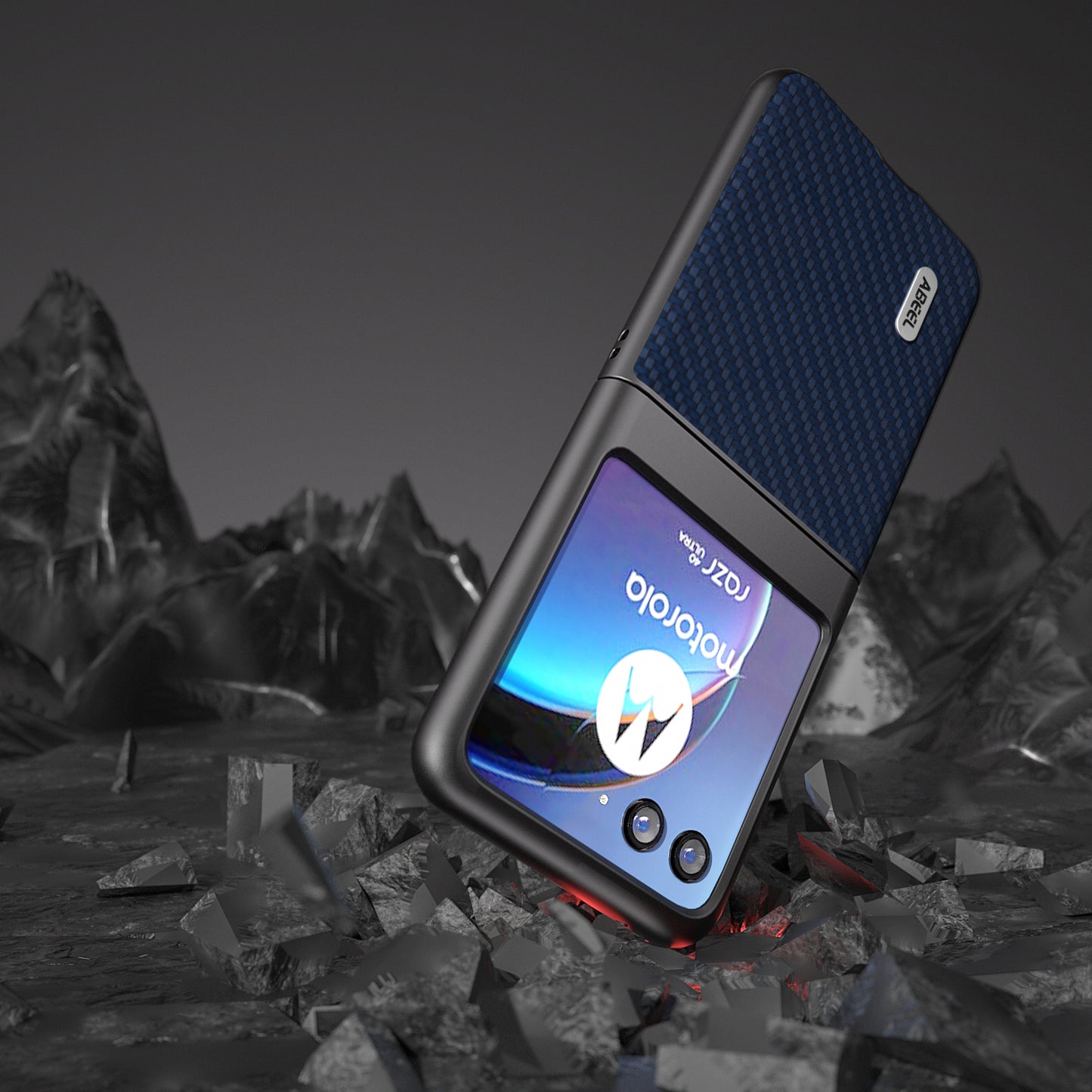 Uniqkart For Motorola Razr 40 Ultra 5G PU Leather Coated PC Case Carbon Fiber Texture Protective Phone Cover - Blue