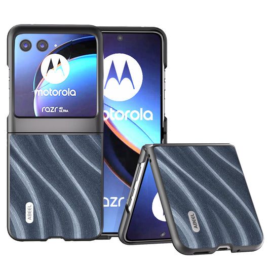 Uniqkart For Motorola Razr 40 Ultra 5G PU Leather Coated PC Phone Case Pattern Slim Phone Cover - Blue