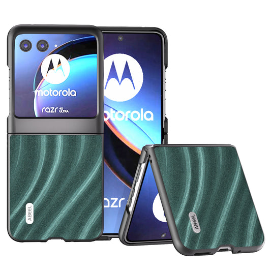 Uniqkart For Motorola Razr 40 Ultra 5G PU Leather Coated PC Phone Case Pattern Slim Phone Cover - Green