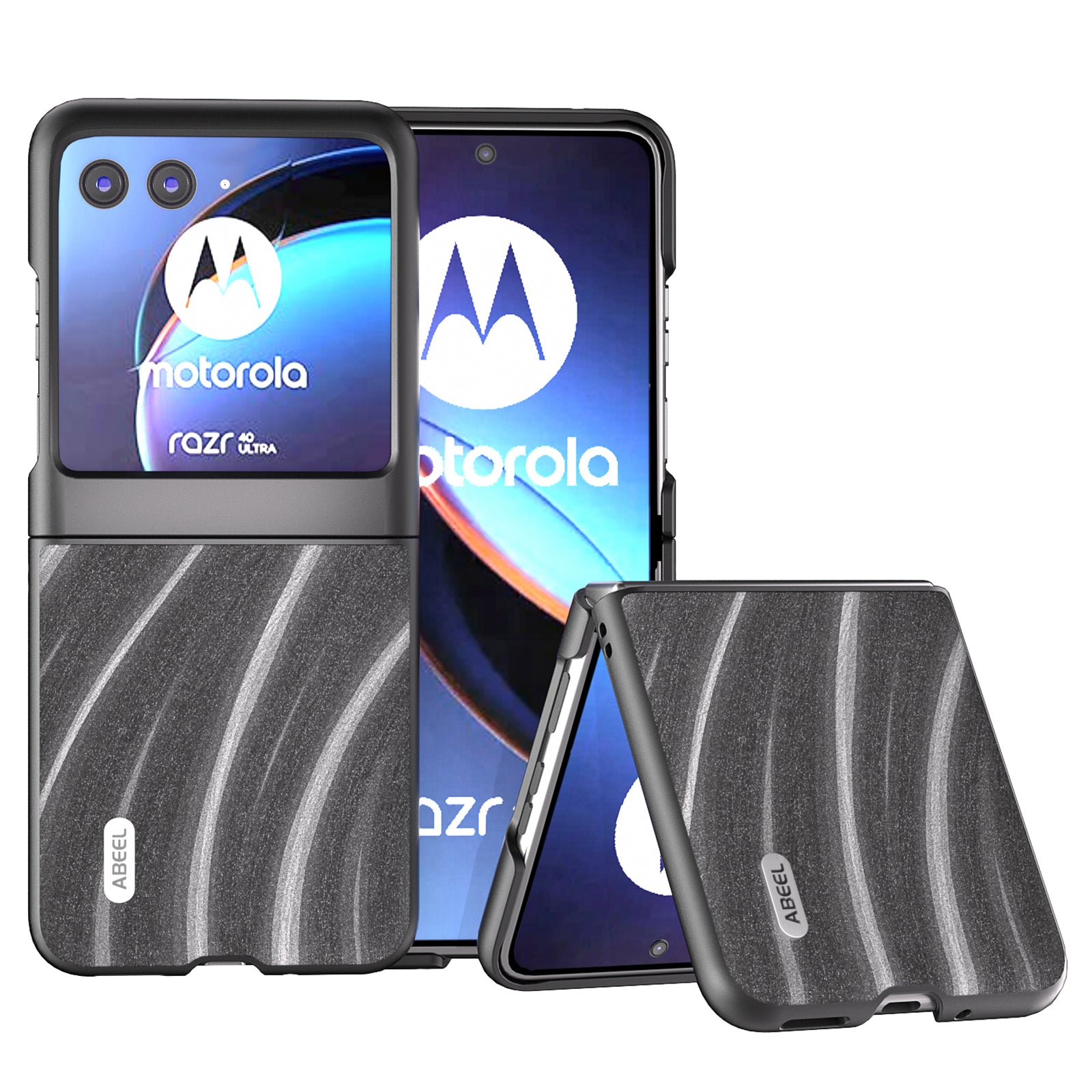 Uniqkart For Motorola Razr 40 Ultra 5G PU Leather Coated PC Phone Case Pattern Slim Phone Cover - Grey