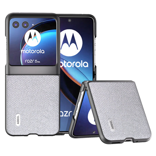 Uniqkart For Motorola Razr 40 Ultra 5G Rhinestone Texture Phone Case PU Leather + PC Anti-scratch Phone Cover - Silver