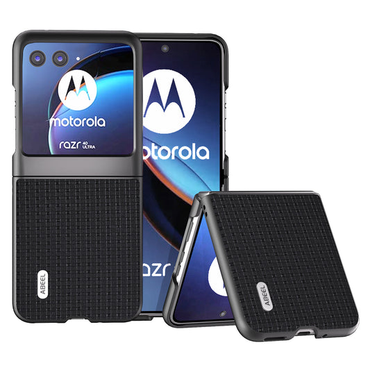 Uniqkart for Motorola Razr 40 Ultra 5G Anti-scratch Phone Case Cowhide Leather + Hard PC Phone Cover - Black