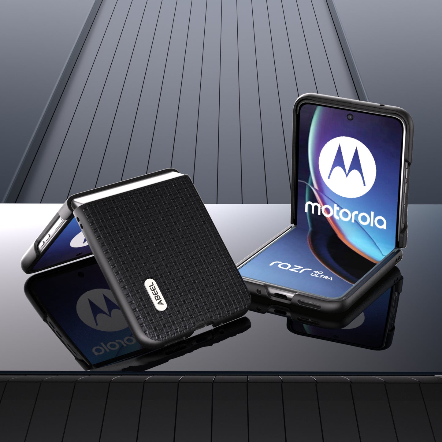 Uniqkart for Motorola Razr 40 Ultra 5G Anti-scratch Phone Case Cowhide Leather + Hard PC Phone Cover - Black