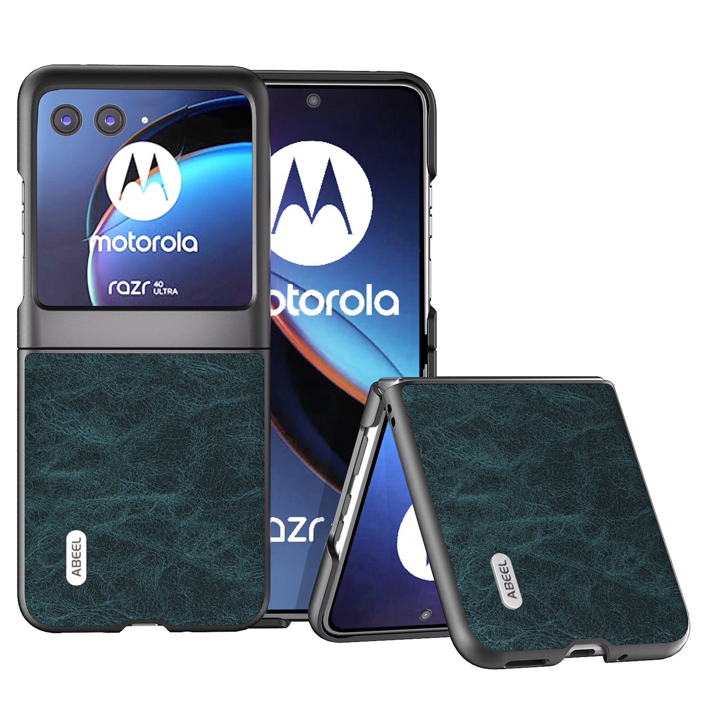 Uniqkart for Motorola Razr 40 Ultra 5G PU Leather + PC Litchi Texture Phone Case Anti-Drop Protective Cover - Blue