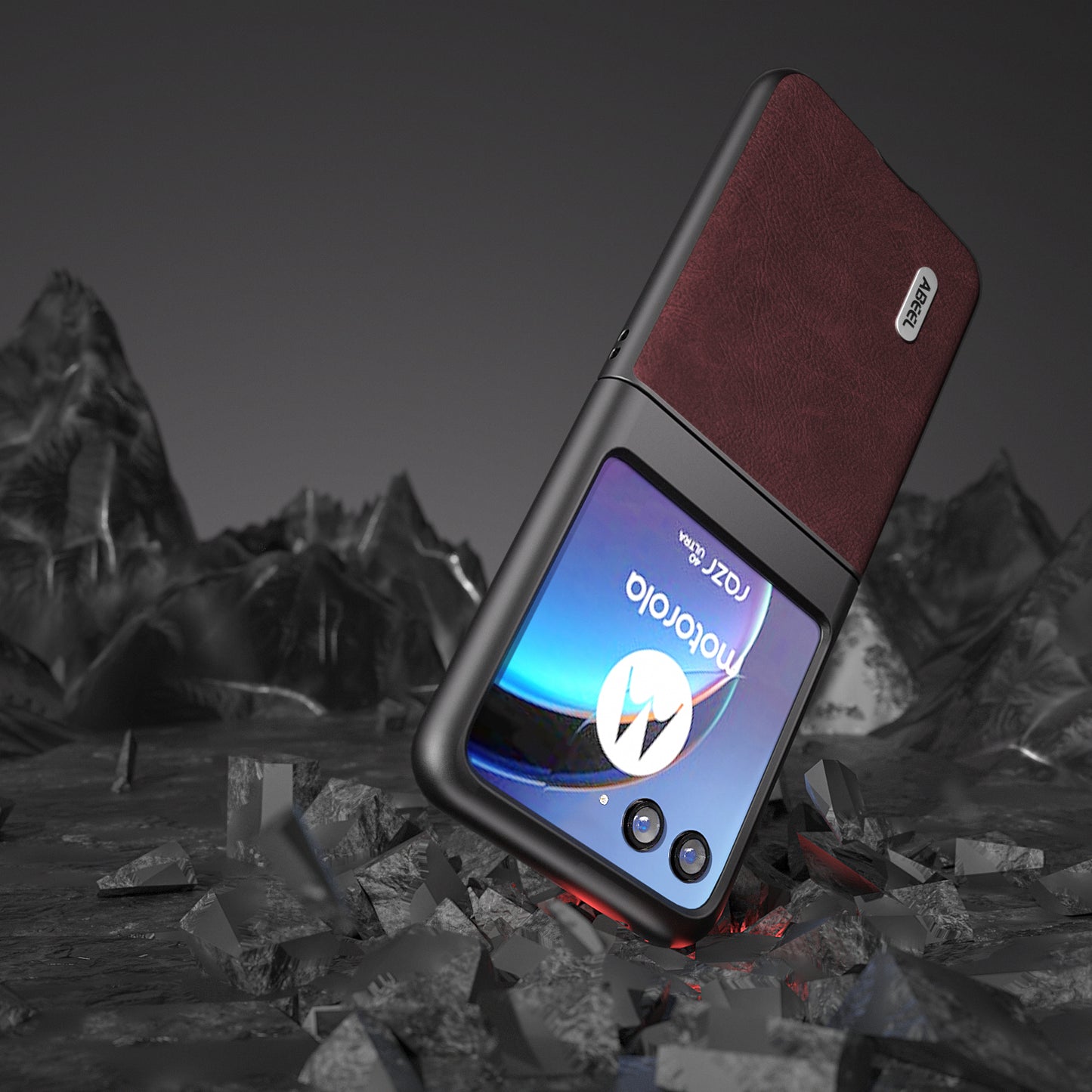 Uniqkart For Motorola Razr 40 Ultra 5G PU Leather + PC Litchi Texture Phone Case Anti-Drop Protective Cover - Purplish Red