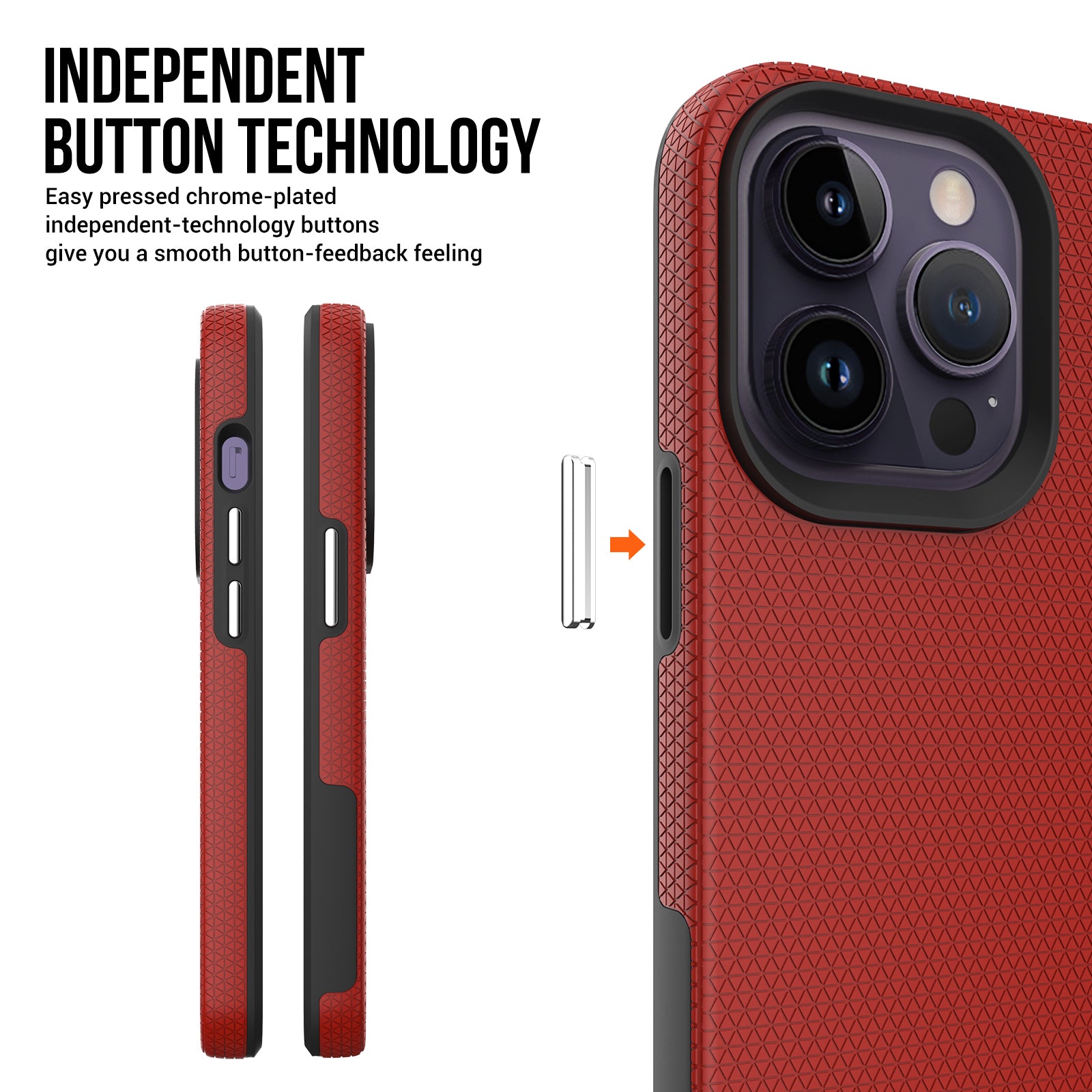 TPU+PC Dual Layer Phone Case for iPhone 15 Pro Max , Drop-proof Smartphone Cover - Red