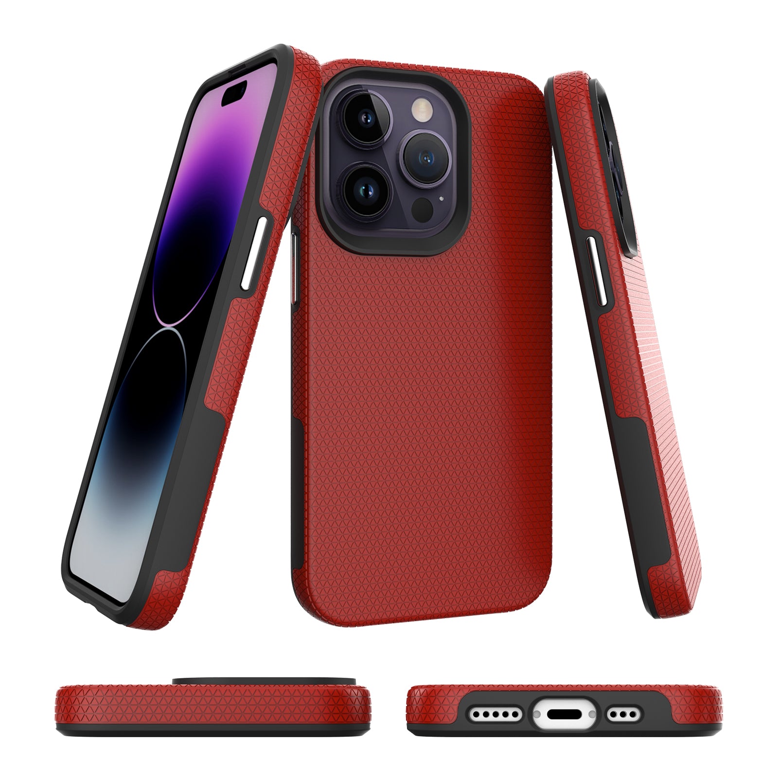 TPU+PC Dual Layer Phone Case for iPhone 15 Pro Max , Drop-proof Smartphone Cover - Red