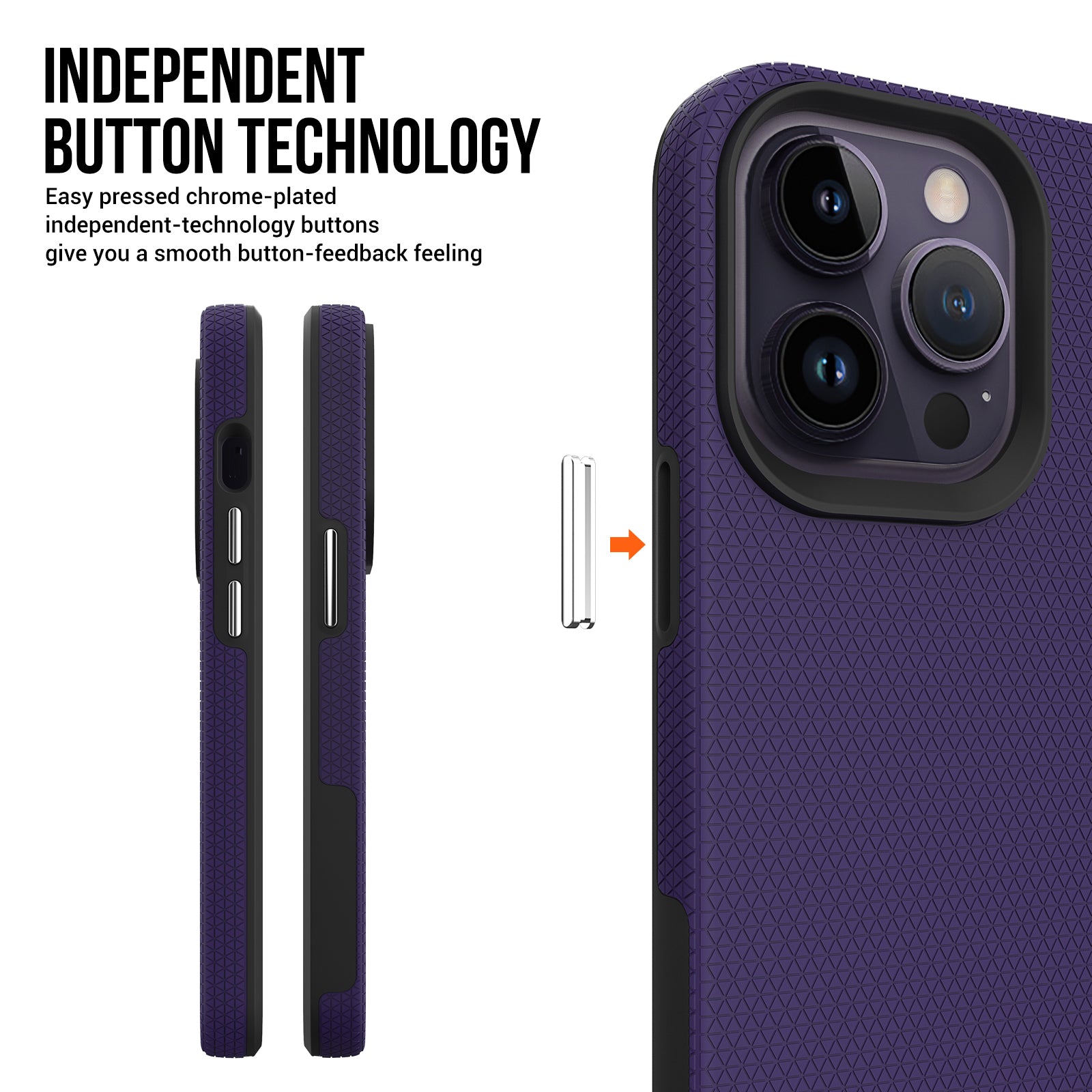 TPU+PC Dual Layer Phone Case for iPhone 15 Pro Max , Drop-proof Smartphone Cover - Purple
