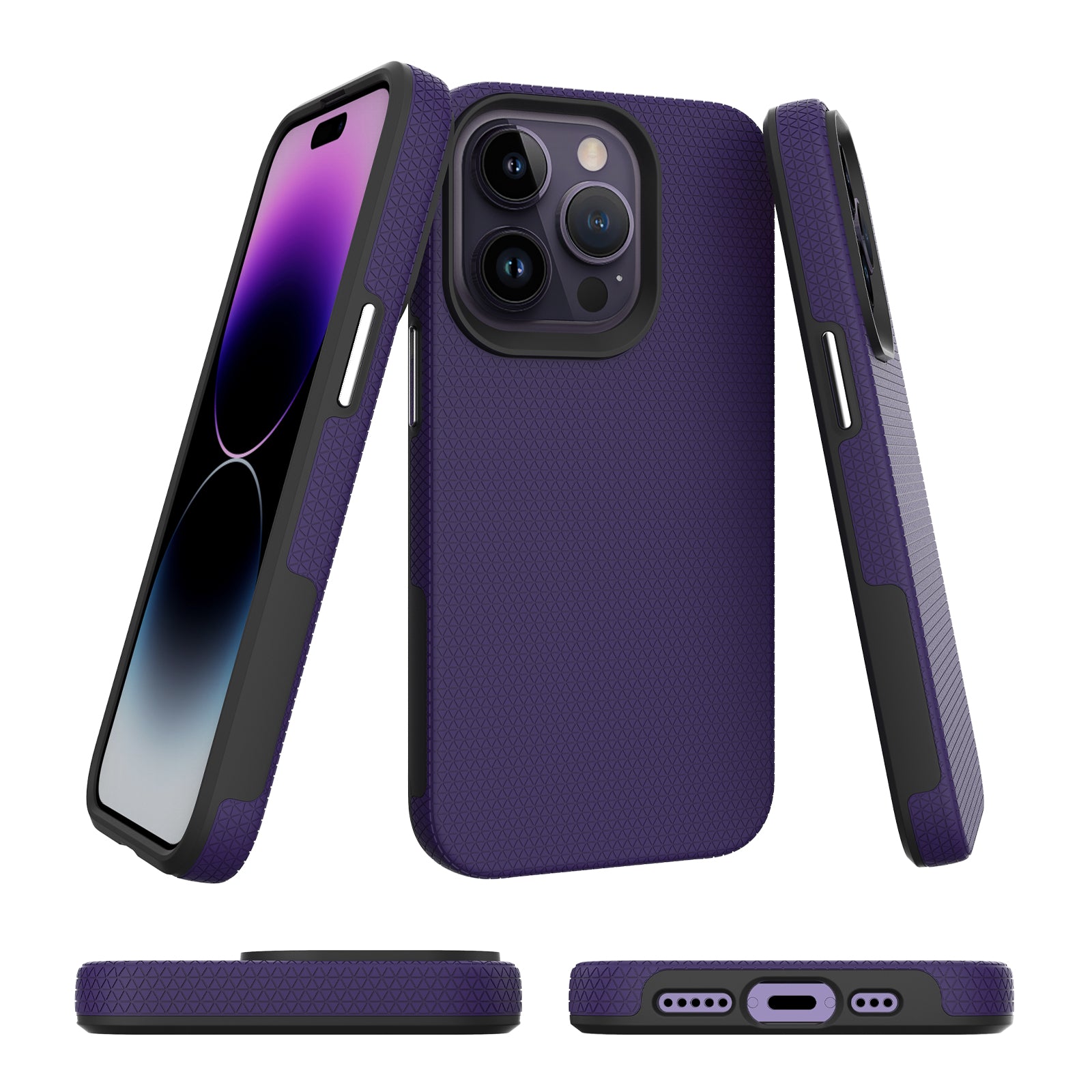 TPU+PC Dual Layer Phone Case for iPhone 15 Pro Max , Drop-proof Smartphone Cover - Purple