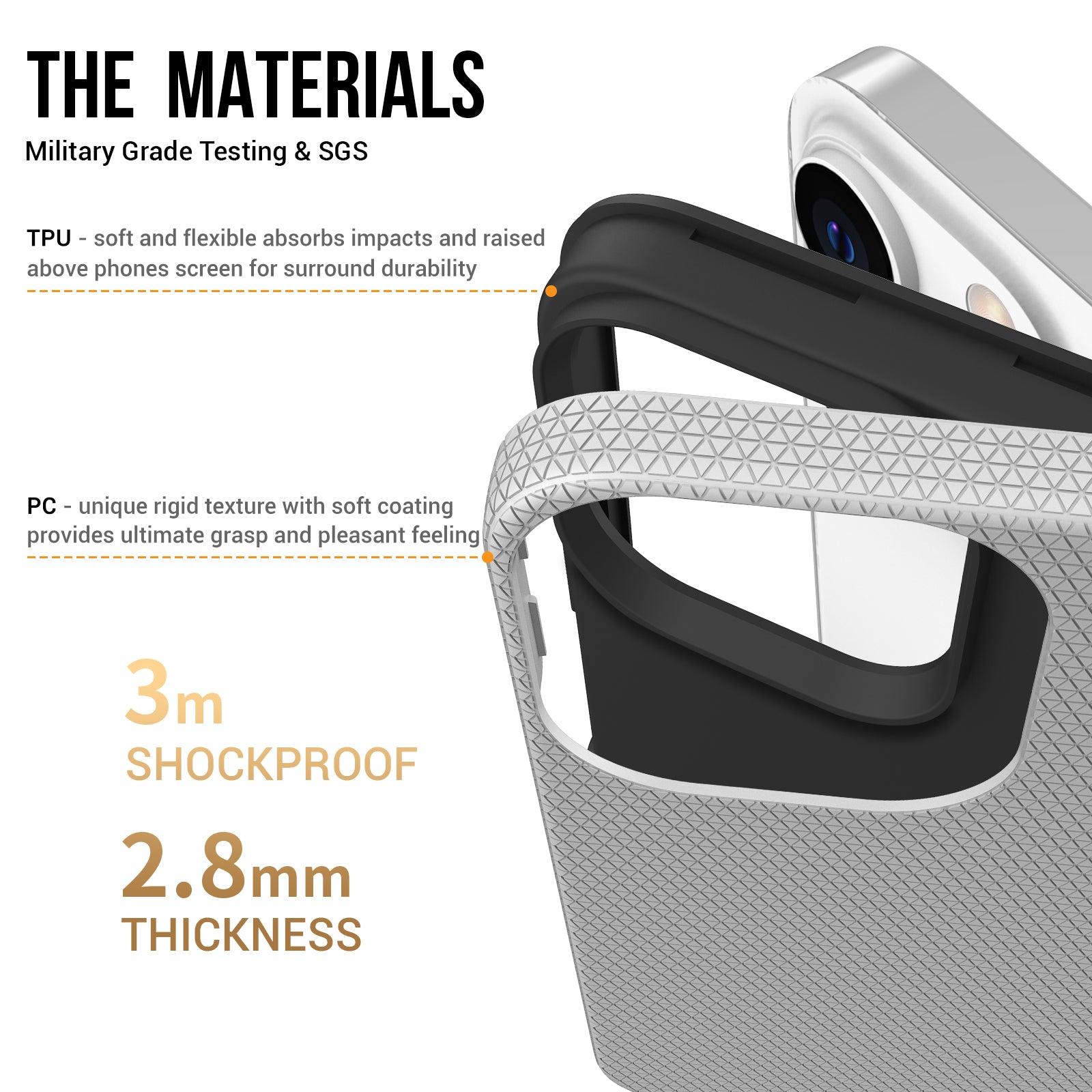 TPU+PC Dual Layer Phone Case for iPhone 15 Pro Max , Drop-proof Smartphone Cover - Silver