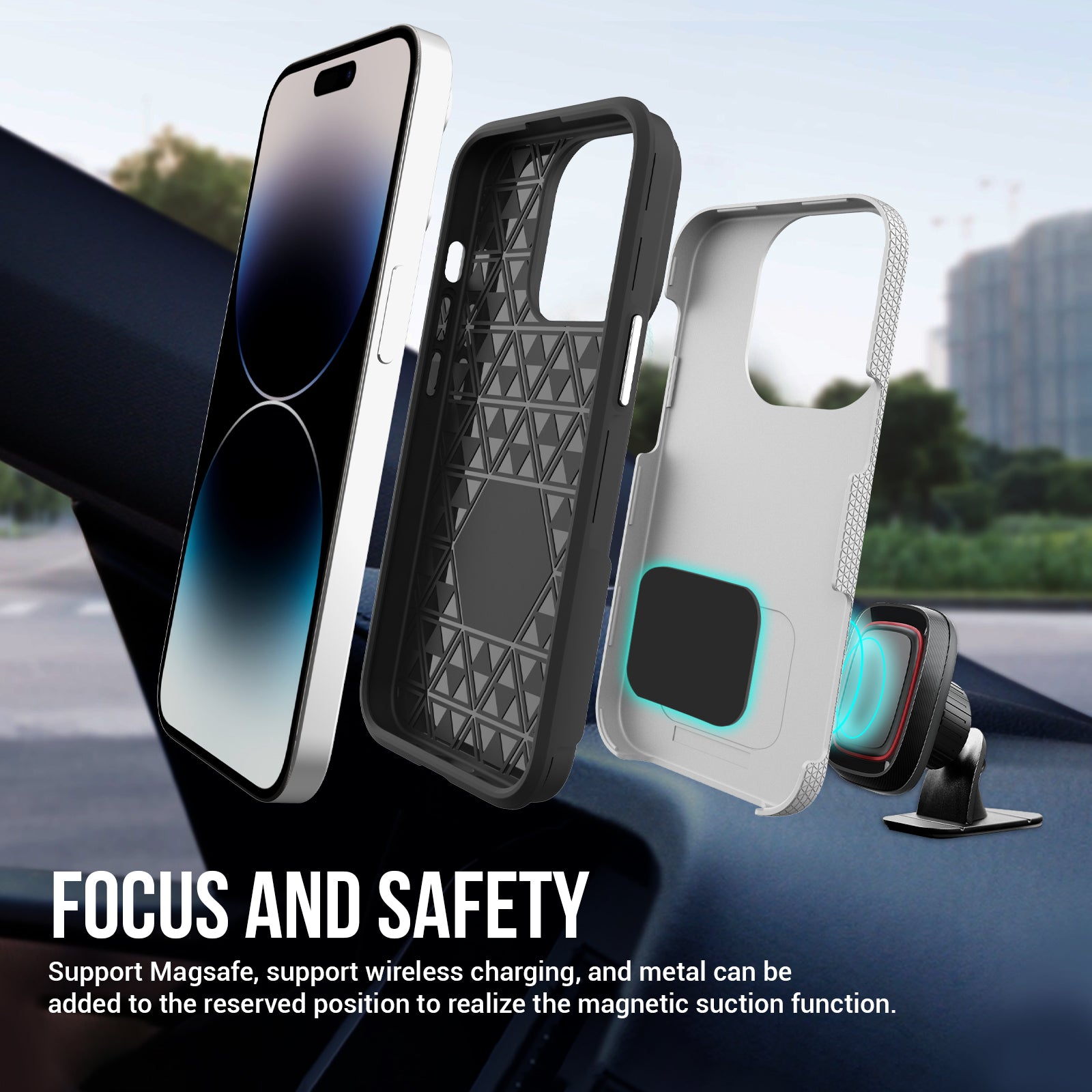 TPU+PC Dual Layer Phone Case for iPhone 15 Pro Max , Drop-proof Smartphone Cover - Silver