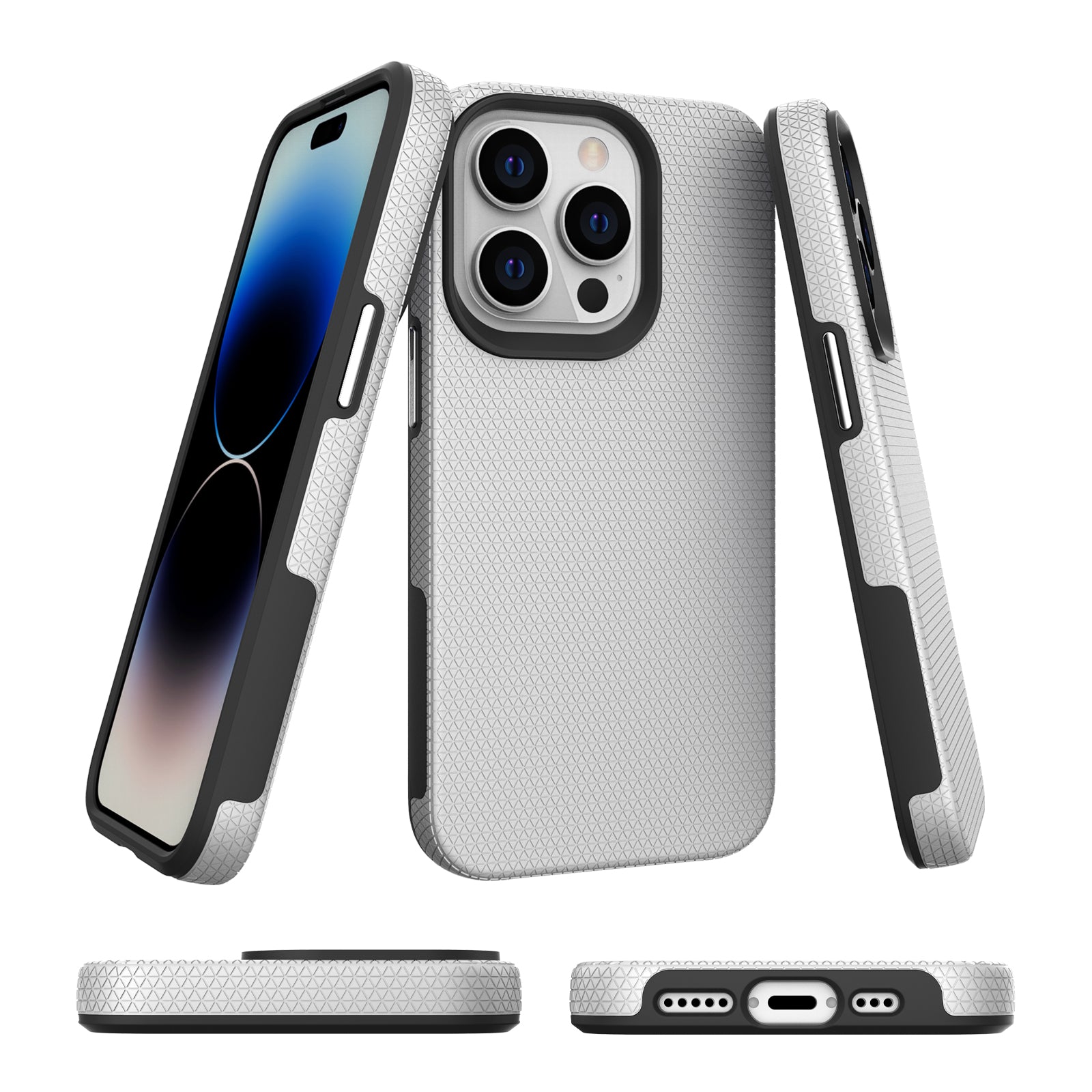TPU+PC Dual Layer Phone Case for iPhone 15 Pro Max , Drop-proof Smartphone Cover - Silver