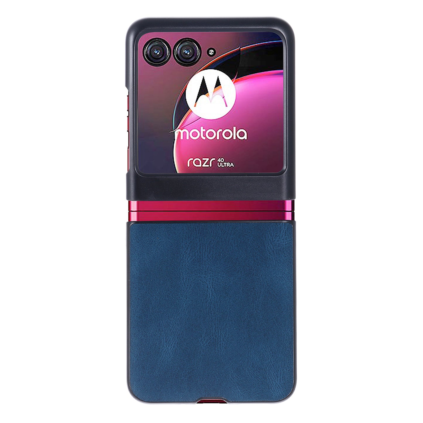 Uniqkart for Motorola Razr 40 Ultra 5G Vintage Phone Case PU Leather Coated Hard PC Protective Cover - Blue