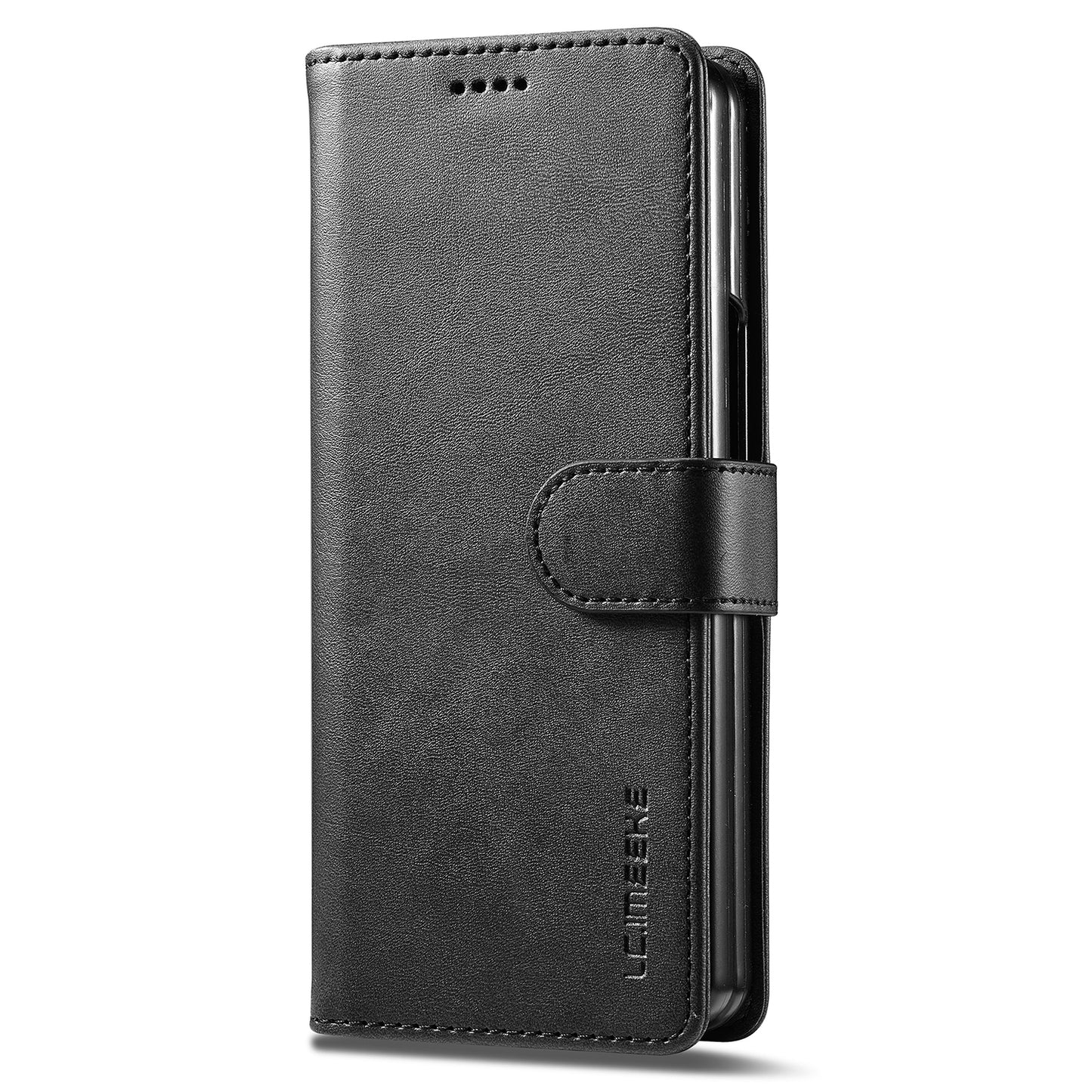 Uniqkart For Samsung Galaxy Z Fold5 5G Wallet Leather Phone Case Stand Calf Texture Phone Cover - Black