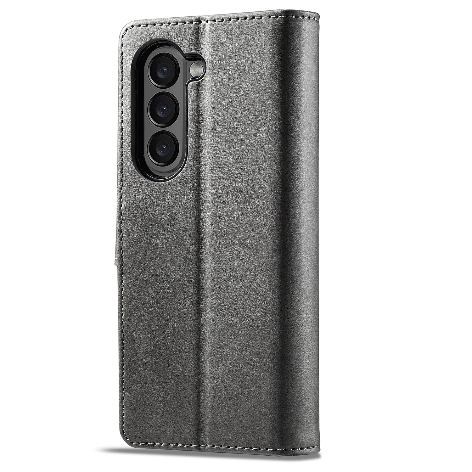 Uniqkart For Samsung Galaxy Z Fold5 5G Wallet Leather Phone Case Stand Calf Texture Phone Cover - Grey