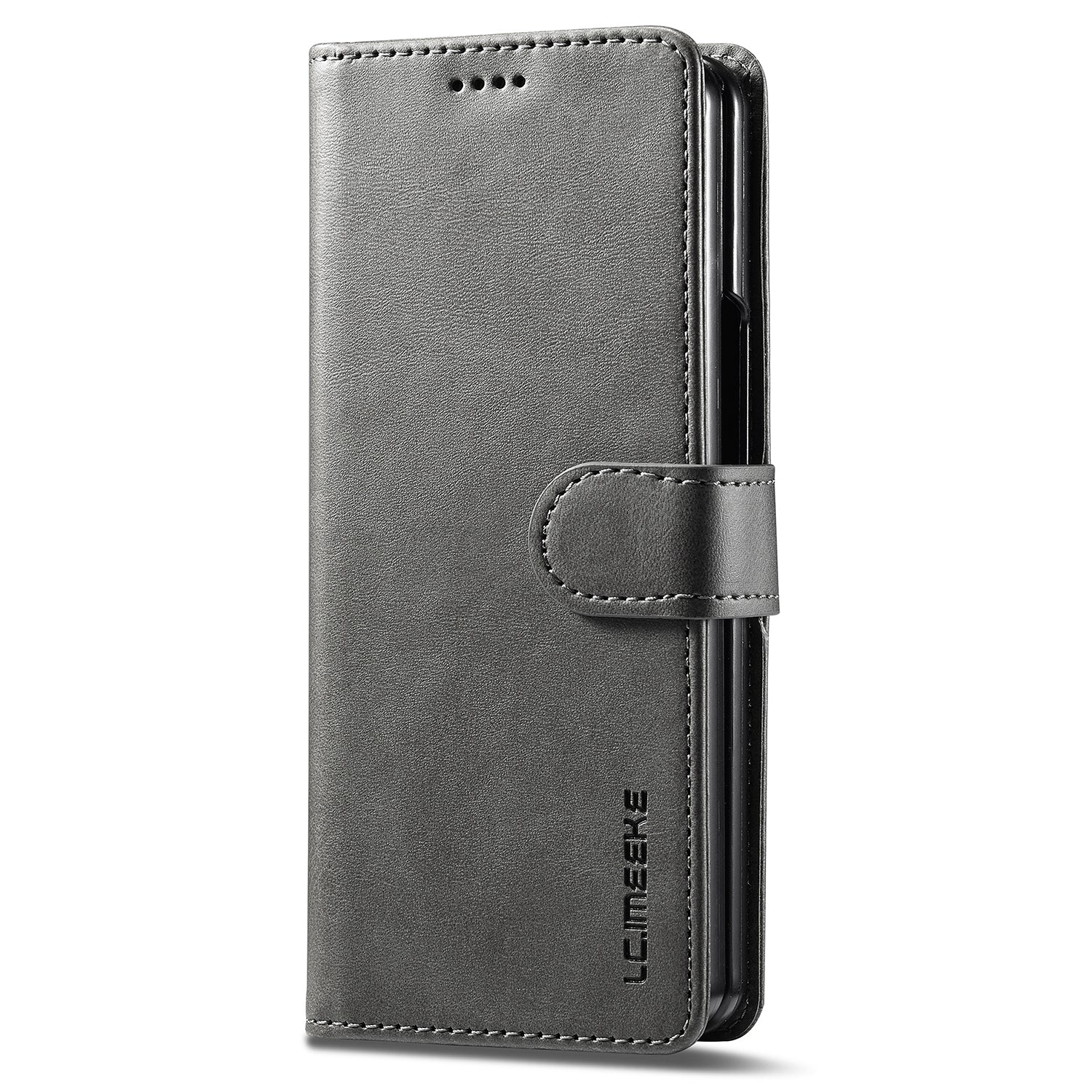Uniqkart For Samsung Galaxy Z Fold5 5G Wallet Leather Phone Case Stand Calf Texture Phone Cover - Grey