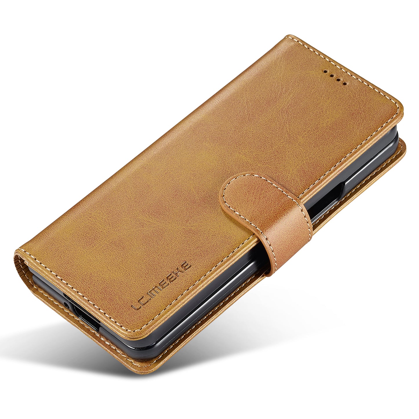 Uniqkart For Samsung Galaxy Z Fold5 5G Wallet Leather Phone Case Stand Calf Texture Phone Cover - Yellow