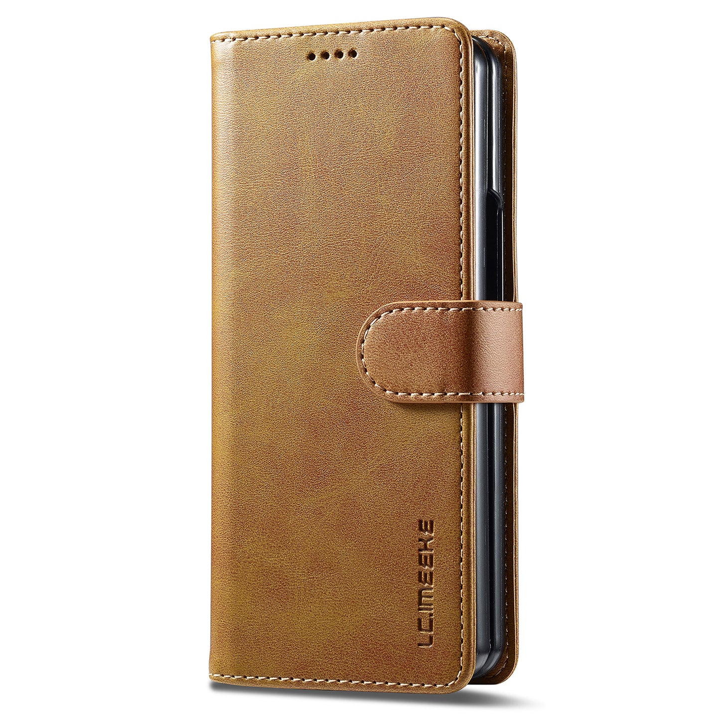 Uniqkart For Samsung Galaxy Z Fold5 5G Wallet Leather Phone Case Stand Calf Texture Phone Cover - Yellow