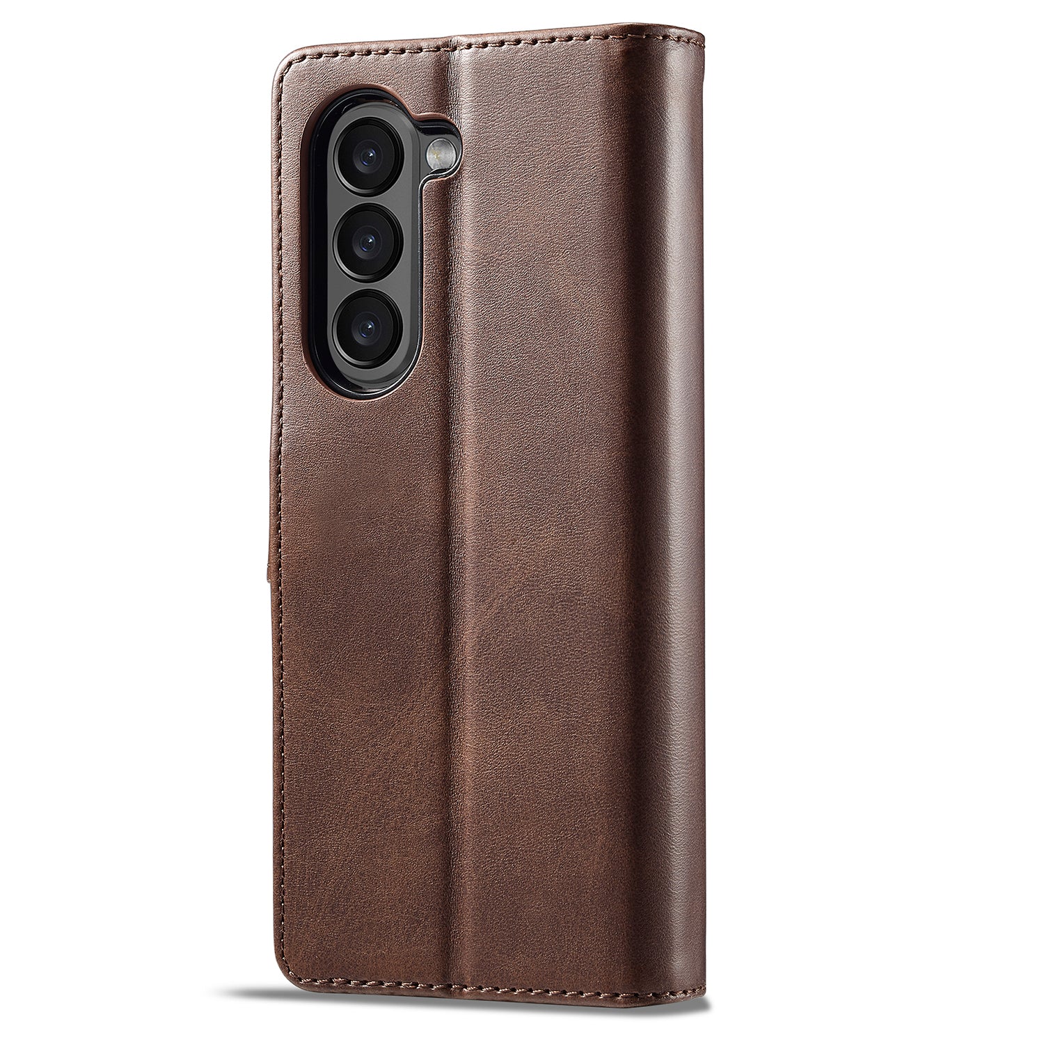 Uniqkart For Samsung Galaxy Z Fold5 5G Wallet Leather Phone Case Stand Calf Texture Phone Cover - Brown