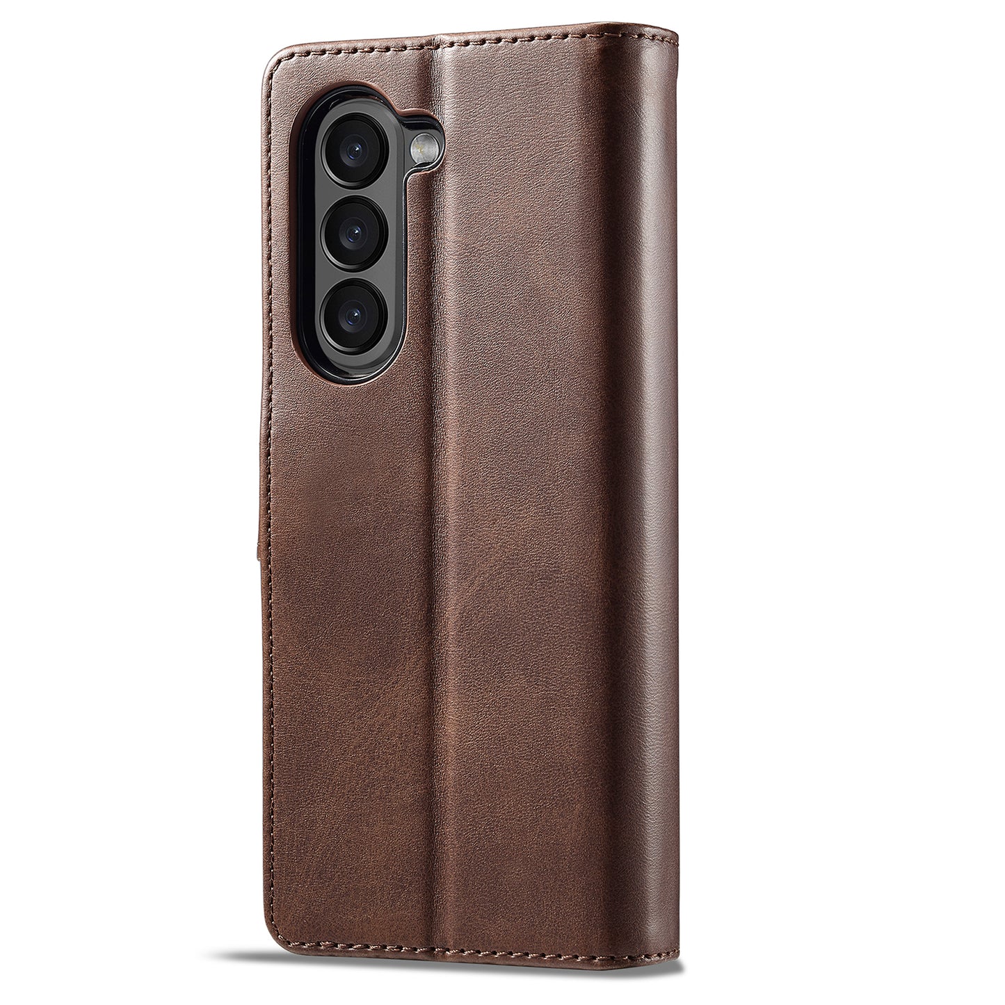 Uniqkart For Samsung Galaxy Z Fold5 5G Wallet Leather Phone Case Stand Calf Texture Phone Cover - Brown