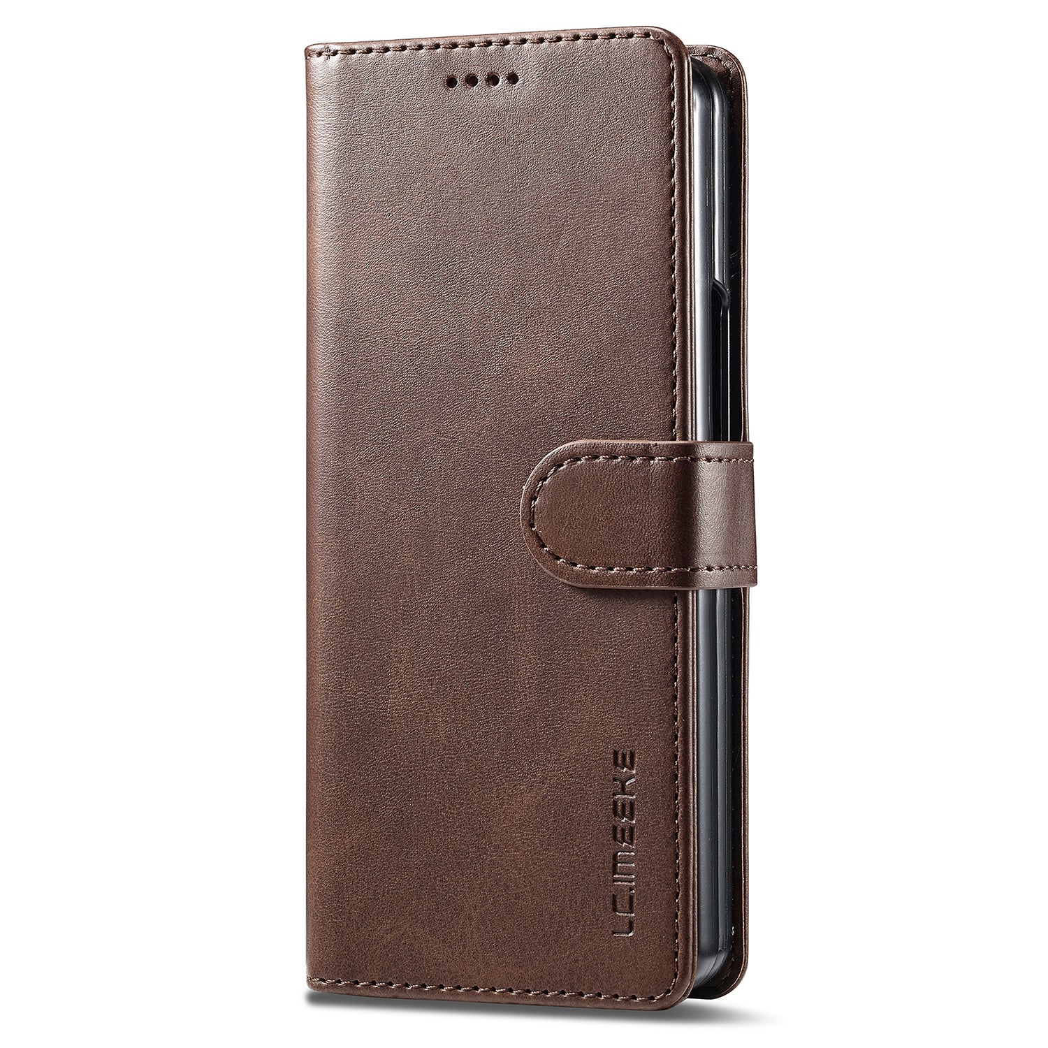 Uniqkart For Samsung Galaxy Z Fold5 5G Wallet Leather Phone Case Stand Calf Texture Phone Cover - Brown