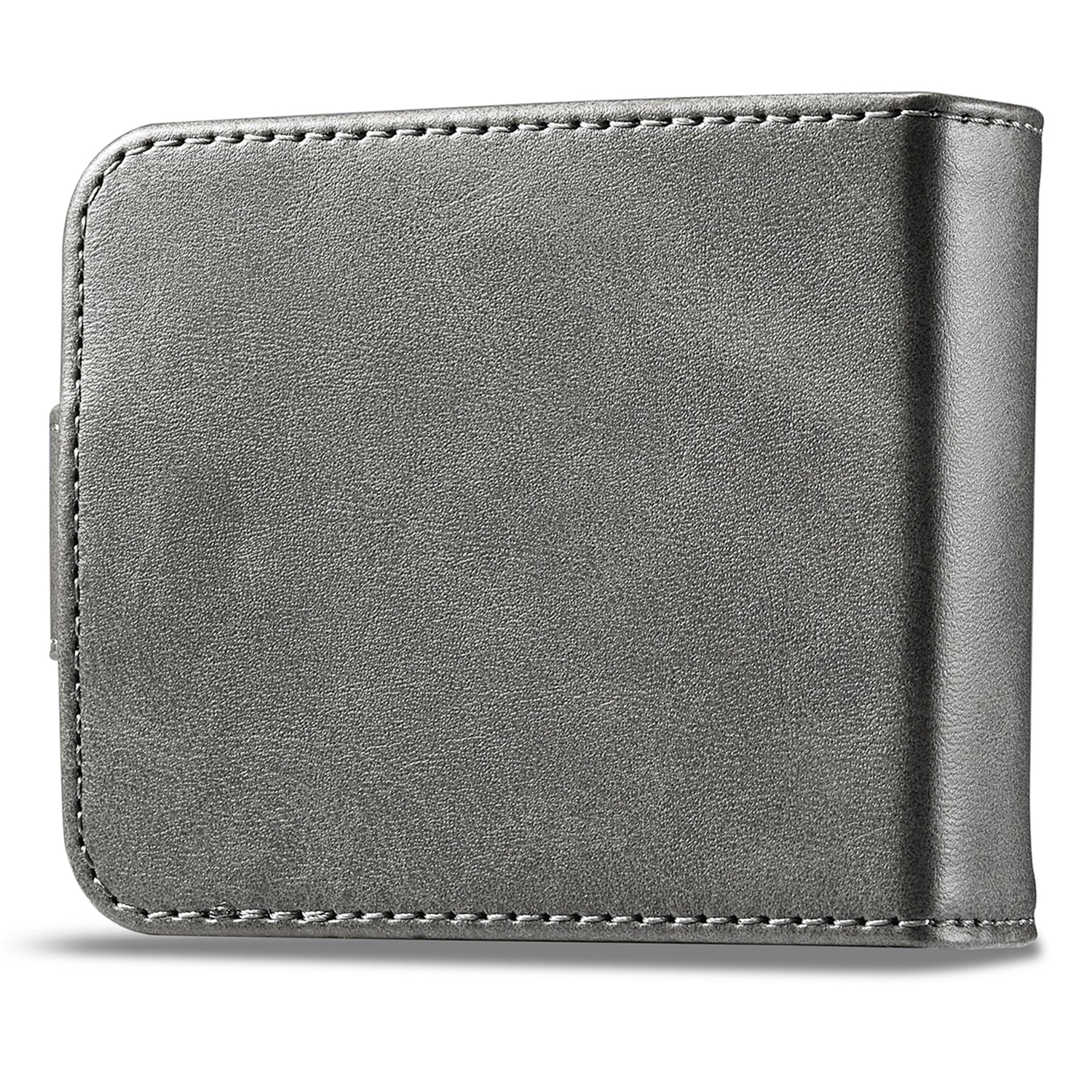 Uniqkart For Samsung Galaxy Z Flip5 5G PU Leather Phone Case Card Holder Calf Texture Stand Cover - Grey