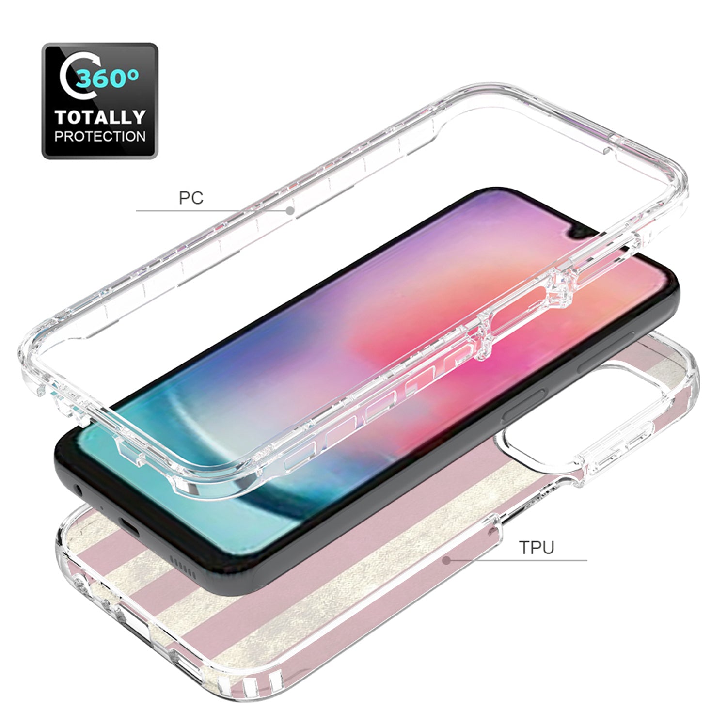 Uniqkart for Samsung Galaxy A24 4G Pattern Printing Phone Case PC Frame + TPU Transparent Phone Cover - American Flag