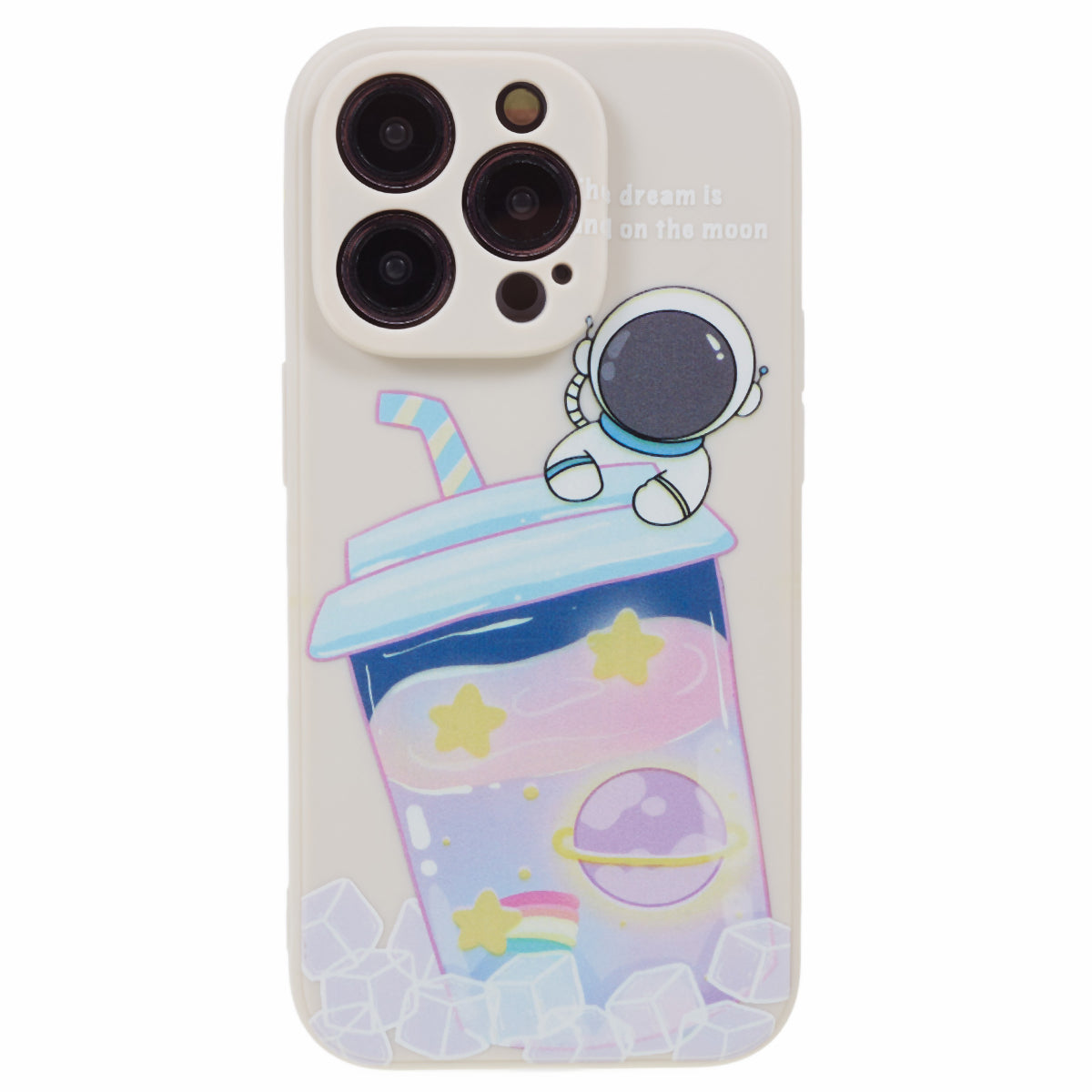 Uniqkart for iPhone 14 Pro Cartoon Astronaut Pattern Printing Phone Case Soft TPU Shockproof Cover - White