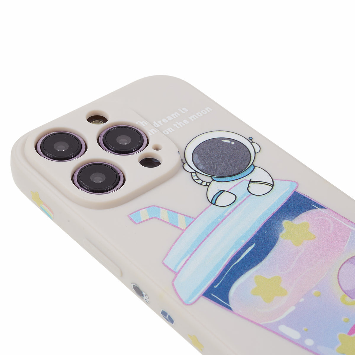 Uniqkart for iPhone 14 Pro Cartoon Astronaut Pattern Printing Phone Case Soft TPU Shockproof Cover - White
