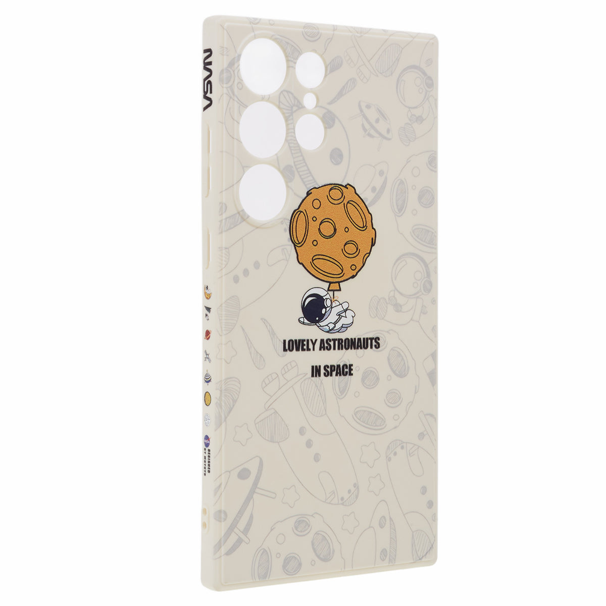 Uniqkart for Samsung Galaxy S23 Ultra Cartoon Astronaut Pattern Soft TPU Case Precise Cutout Phone Cover - Style C