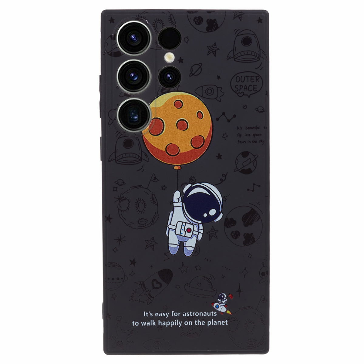 Uniqkart for Samsung Galaxy S23 Ultra Cartoon Astronaut Pattern Soft TPU Case Precise Cutout Phone Cover - Style E