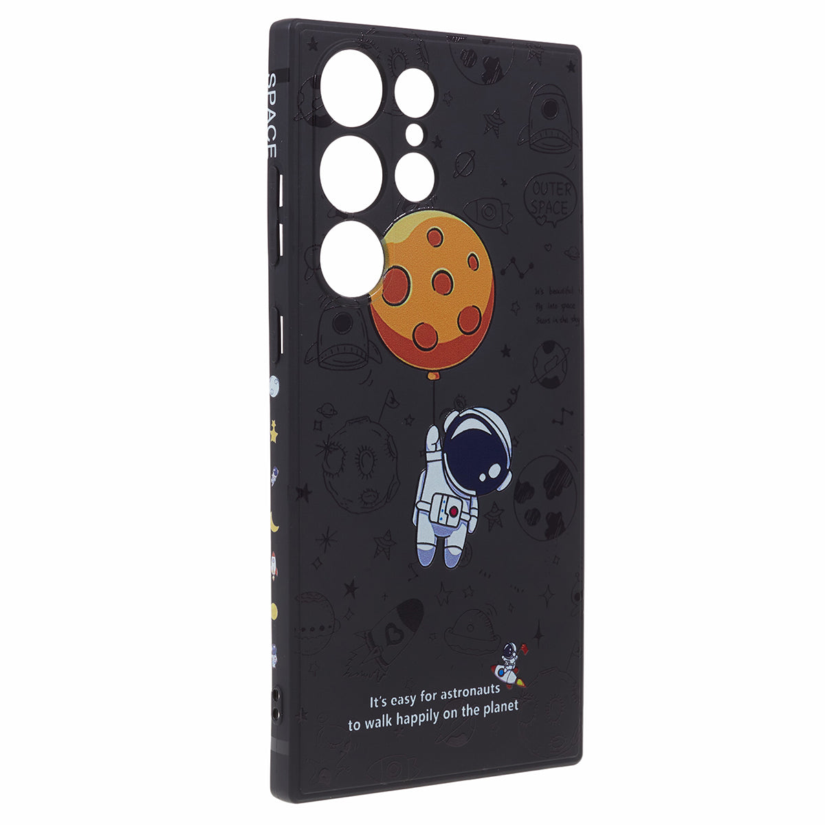 Uniqkart for Samsung Galaxy S23 Ultra Cartoon Astronaut Pattern Soft TPU Case Precise Cutout Phone Cover - Style E